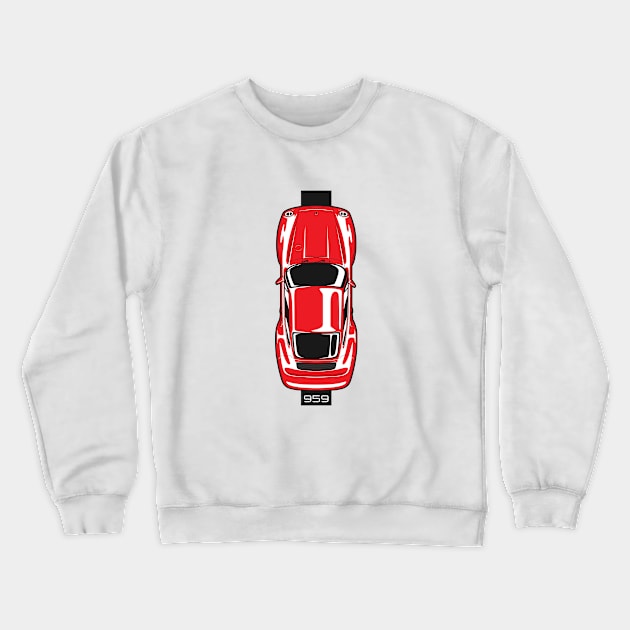 Red 959 Top View Crewneck Sweatshirt by KaroCars